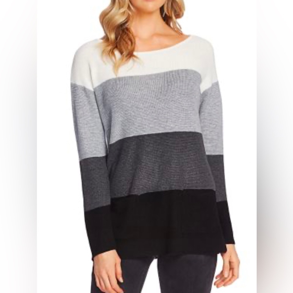 Vince Camuto Women's Plus Size XXL Striped Waffle Knit 2 Pocket Sweater NWT